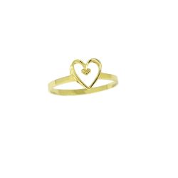 Anel Cora��o Duplo em Ouro 18 Kilates � 25348